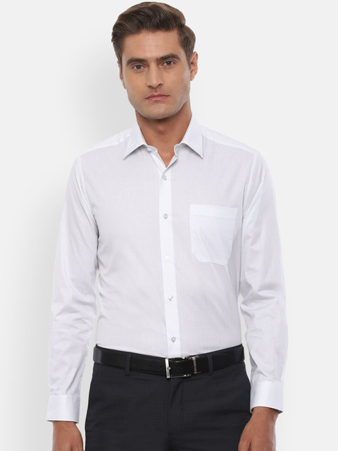 

Louis Philippe Men White Pure Cotton Slim Fit Self Striped Formal Shirt