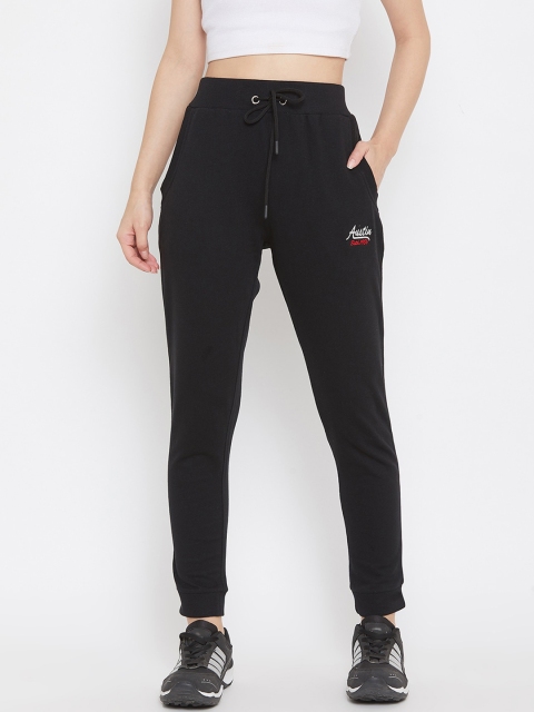 

Austin wood Women Black Solid Slim-Fit Cotton Joggers
