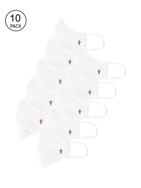 

RAMRAJ COTTON Pack Of 10 White Solid 2-Ply Reusable Woven Cloth Masks