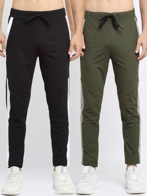 

NEUDIS Men Pack Of 2 Solid Structured Slim-Fit Track Pants, Black