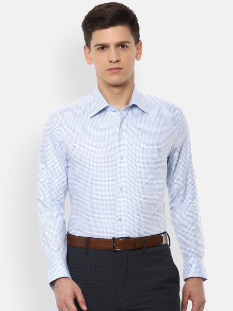 

Louis Philippe Men Blue Pure Cotton Regular Fit Checked Formal Shirt