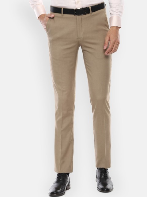 

Louis Philippe Men Beige Slim Fit Solid Formal Trousers
