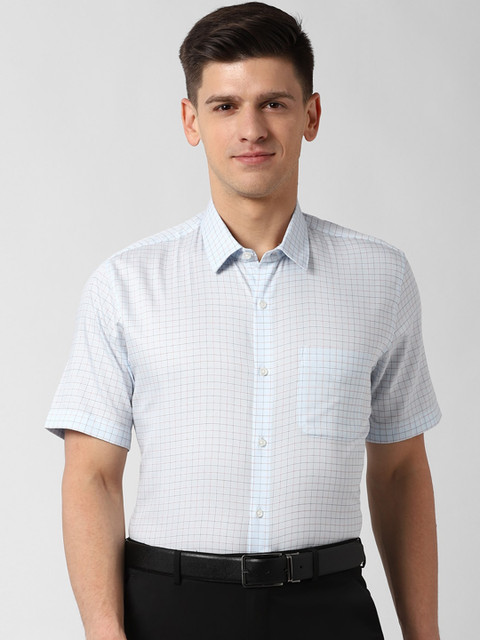 

Peter England Men White Regular Fit Checked Casual Shirt