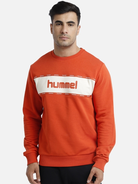 

hummel Men Orange & White Printed Sweatshirt