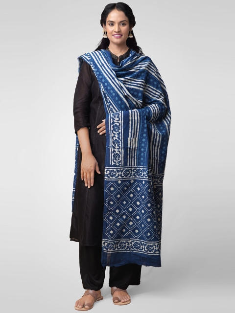 

Unnati Silks Blue & White Printed Dupatta