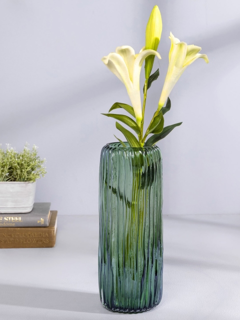 

Pure Home and Living Small Green Luster Ribbed Glass Vase