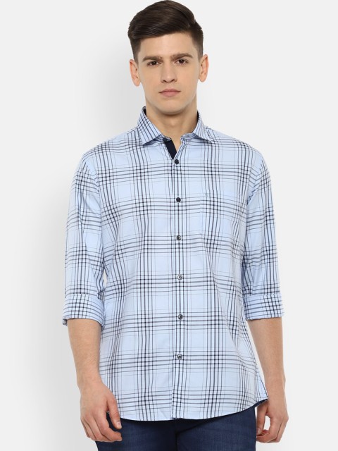 

Van Heusen Sport Men Blue Pure Cotton Slim Fit Checked Casual Shirt