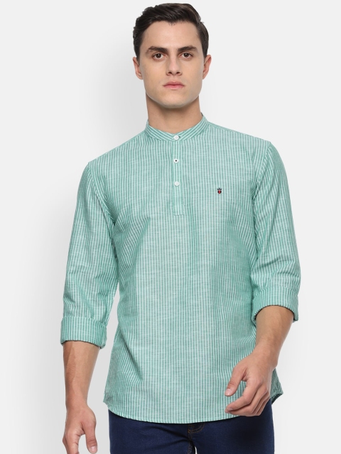 

Louis Philippe Sport Men Green & Off-White Slim Fit Striped Casual Shirt