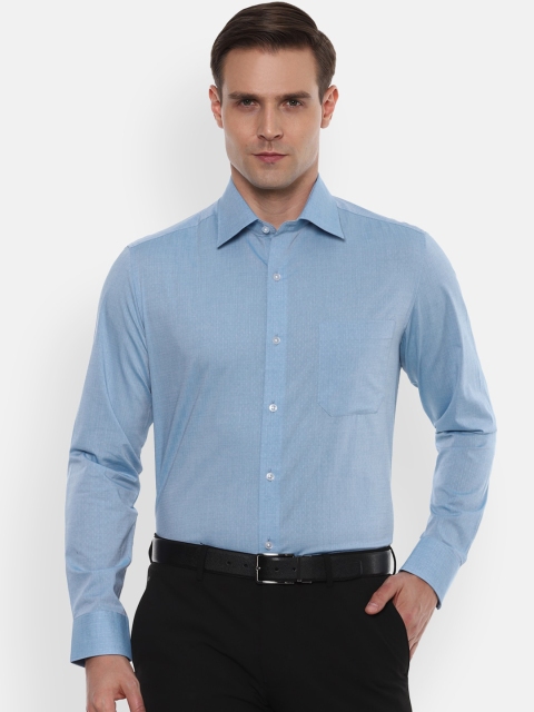 

Louis Philippe Men Blue Pure Cotton Regular Fit Self Design Formal Shirt