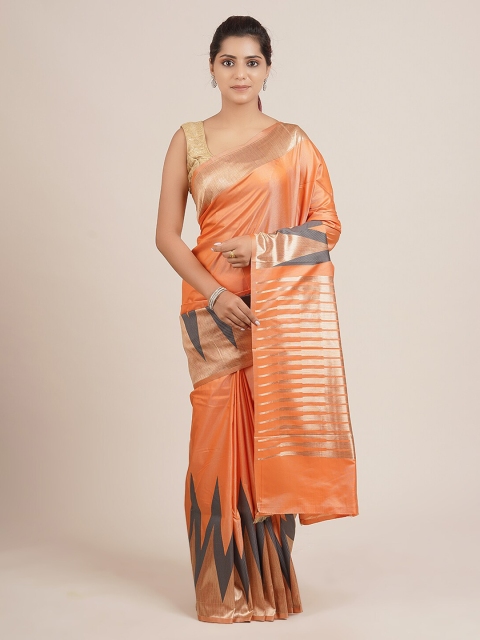

Pothys Orange & Grey Art Silk Woven Design Saree