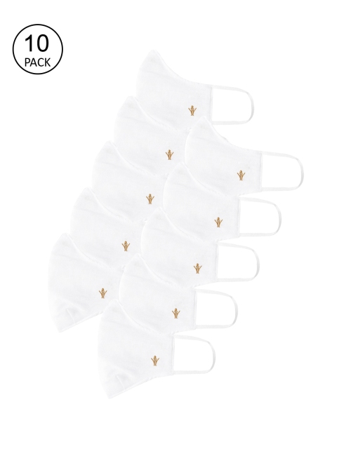 

RAMRAJ COTTON Unisex Pack Of 10 White Solid 2-Ply Reusable Cloth Masks