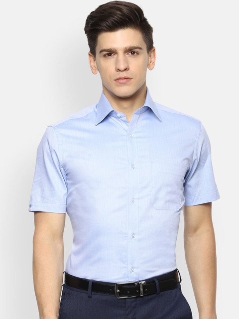 

Louis Philippe Men Blue Pure Cotton Regular Fit Self Design Formal Shirt