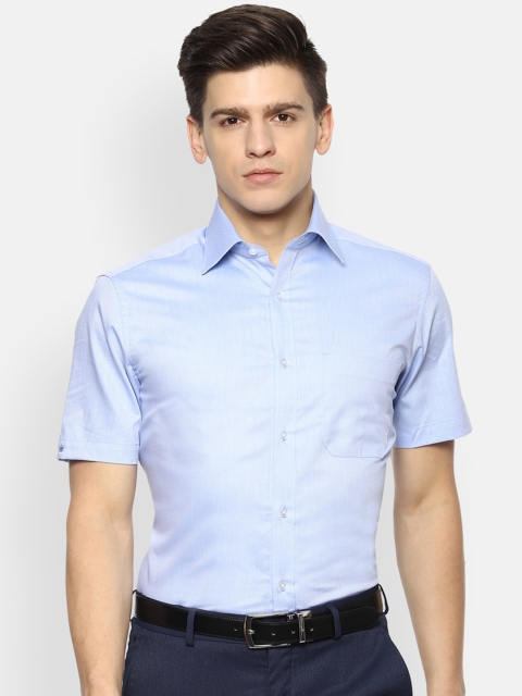

Louis Philippe Men Blue Pure Cotton Regular Fit Self Design Formal Shirt