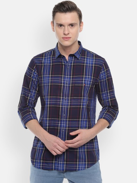 

Louis Philippe Sport Men Blue & White Slim Fit Checked Casual Shirt