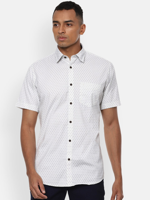 

Van Heusen Sport Men White Pure Cotton Slim Fit Printed Casual Shirt