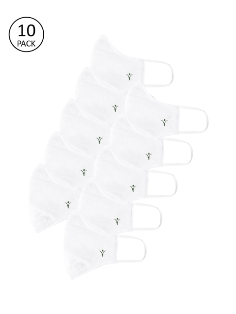 

RAMRAJ COTTON Unisex Pack Of 10 White Solid 2-Ply Reusable Cloth Masks