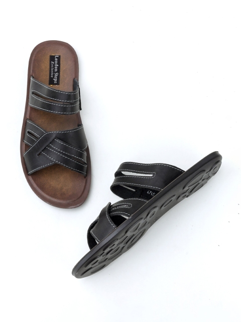 

LONDON STEPS Men Black Comfort Sandals
