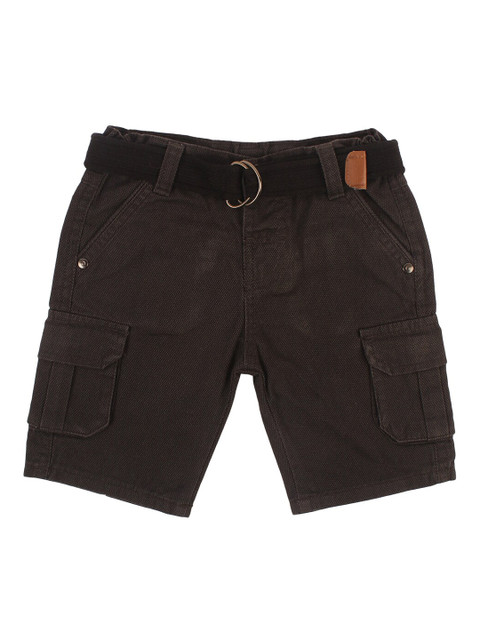 

Lil Lollipop Boys Brown Solid Cotton Regular Shorts