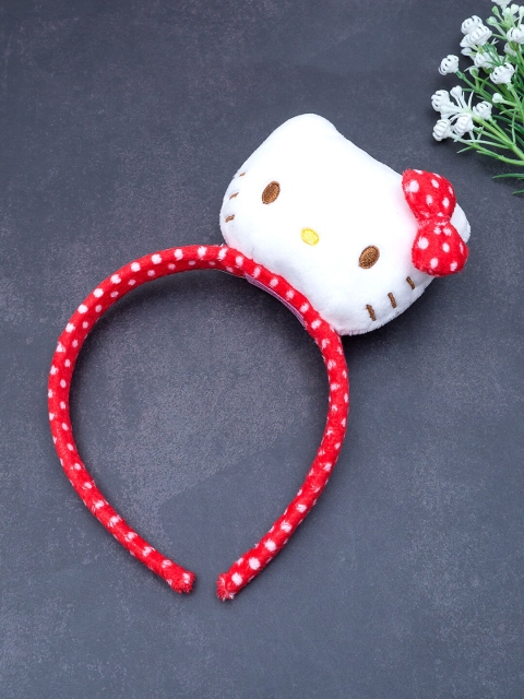 

Golden Peacock Girls Red Polka Dot Kitty Face Hair Band