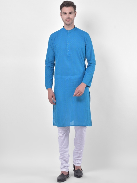 

LAMAAYA Men Blue Woven Design Kurta