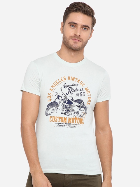 

Greenfibre Men Green Printed Round Neck T-shirt