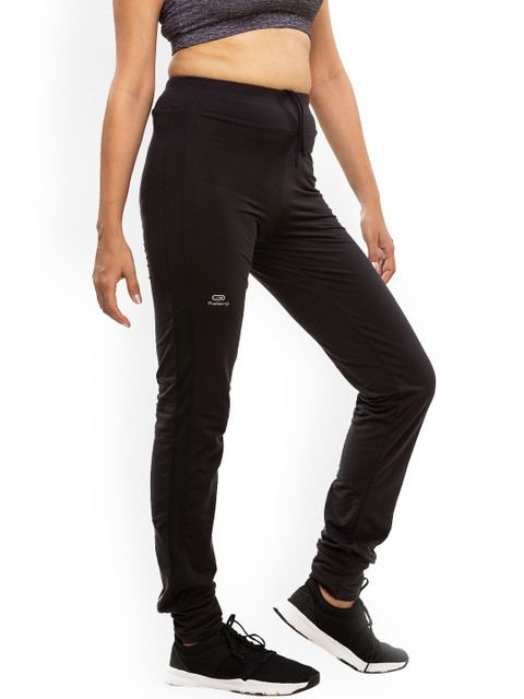 

Kalenji By Decathlon Women Black Solid Slim-Fit Rapid-Dry Run Warm Joggers