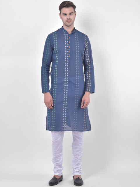 

LAMAAYA Men Blue Ethnic Motifs Kurta