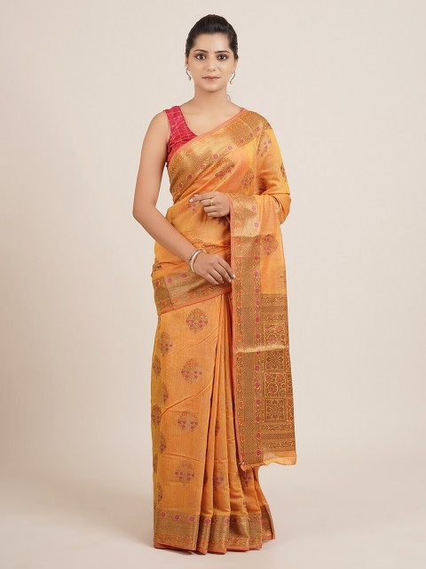 

Pothys Mustard Woven Design Jute Silk Saree