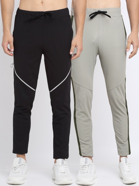 

NEUDIS Men Pack Of 2 Solid Slim-Fit Track Pants, Grey
