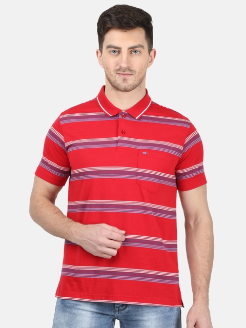 

Monte Carlo Men Red & White Striped Polo Collar T-shirt