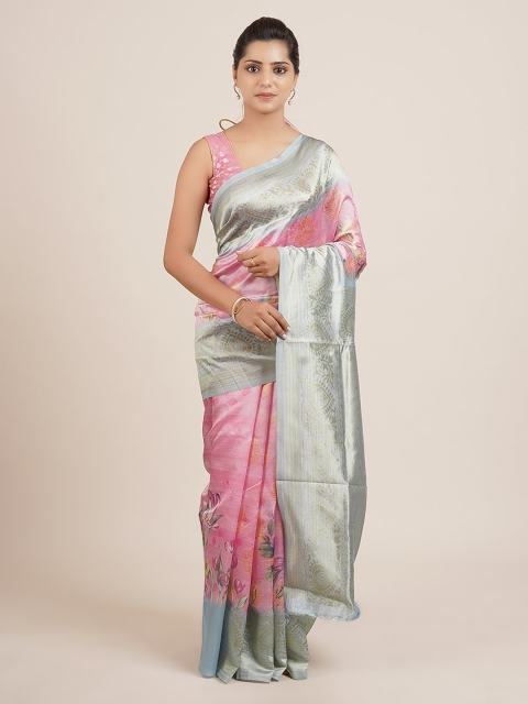 

Pothys Pink Woven Design Jute Silk Saree