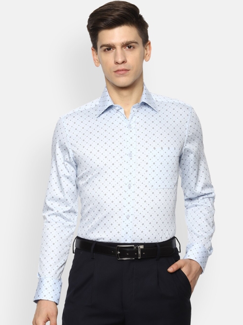 

Louis Philippe Men Blue Pure Cotton Printed Formal Shirt