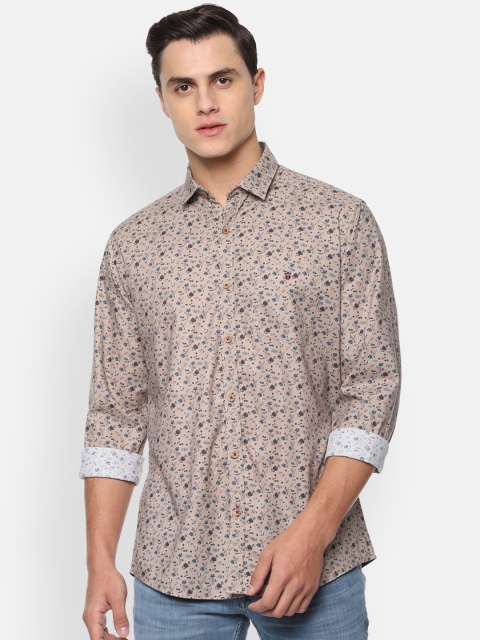 

Louis Philippe Sport Men Beige & Blue Pure Cotton Slim Fit Printed Casual Shirt