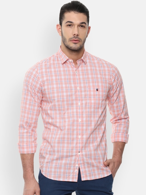 

Louis Philippe Sport Men Orange & Off-White Pure Cotton Slim Fit Checked Casual Shirt