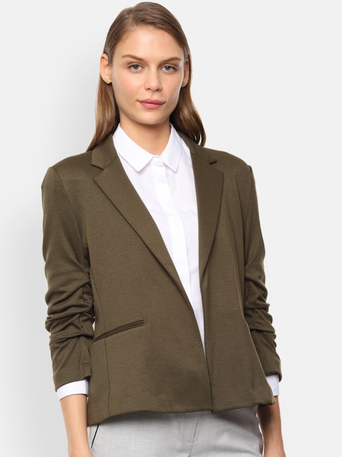 

Van Heusen Woman Women Olive Green Single-Breasted Front Open Blazer