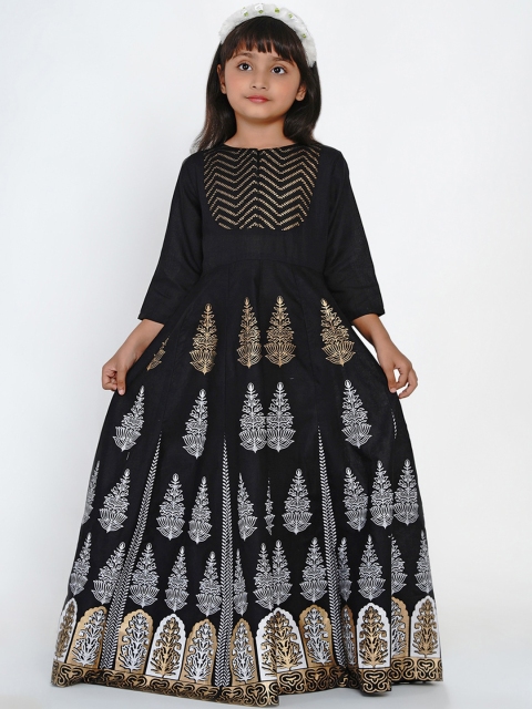 

Bitiya by Bhama Girls Black Printed Fit and Flare Dress