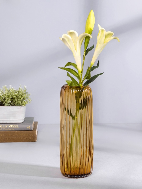 

Pure Home and Living Brown Clear Ribbed Glass Vase