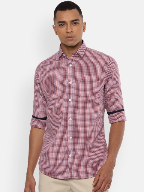 

Van Heusen Sport Men Red Pure Cotton Slim Fit Checked Casual Shirt