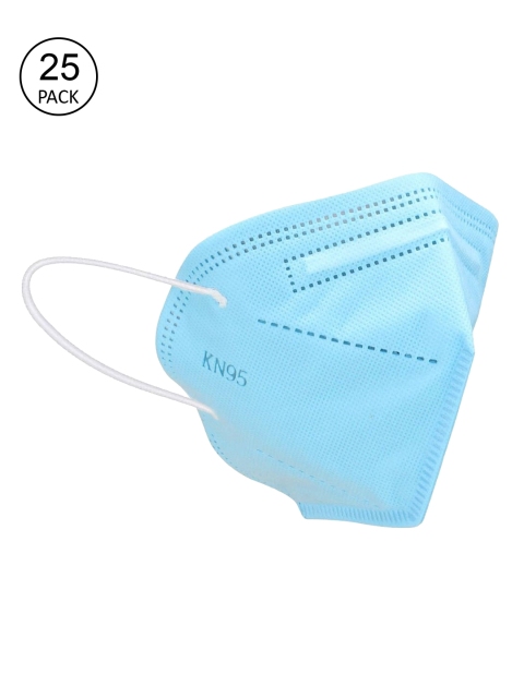 

OOMPH Unisex Pack Of 25 Blue Solid 5-Ply Reusable Anti-Pollution KN95 Masks
