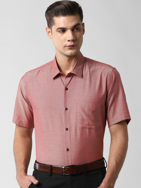 

Peter England Men Red Regular Fit Self Design Casual Shirt