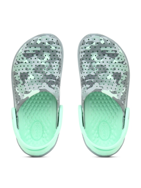 

Crocs Unisex Kids Grey & Green Printed Lite Ride Clogs