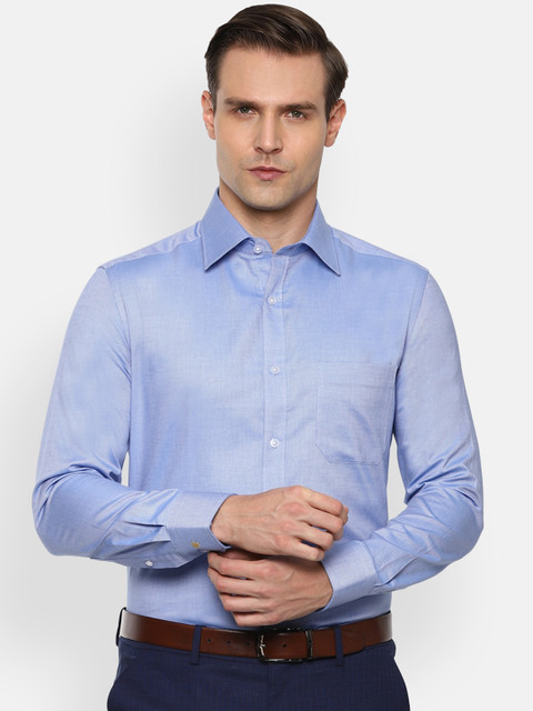 

Louis Philippe Men Blue Pure Cotton Regular Fit Solid Formal Shirt