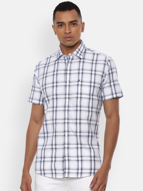 

Van Heusen Sport Men White Pure Cotton Slim Fit Checked Casual Shirt