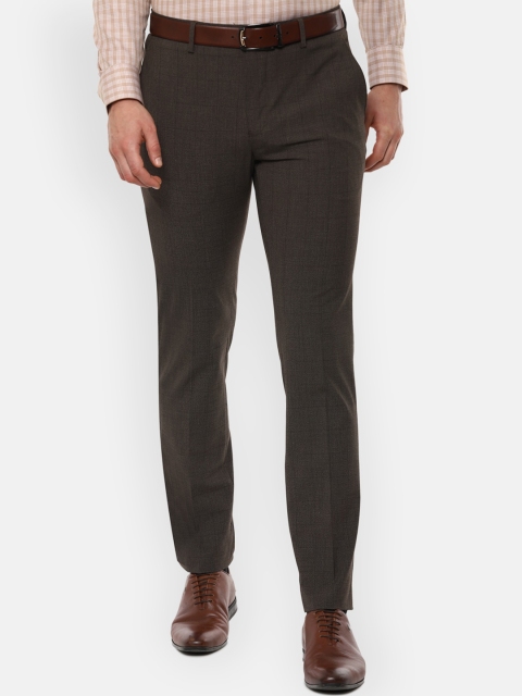 

Louis Philippe Men Brown Slim Fit Checked Formal Trousers