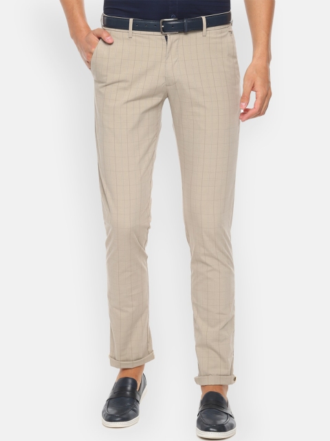 

Louis Philippe Sport Men Beige Slim Fit Checked Trousers