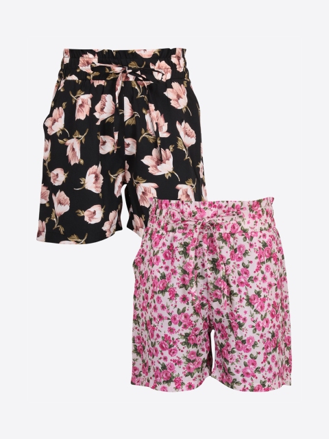 

CUTECUMBER Girls Pack Of 2 Printed Regular Fit Regular Shorts, Pink