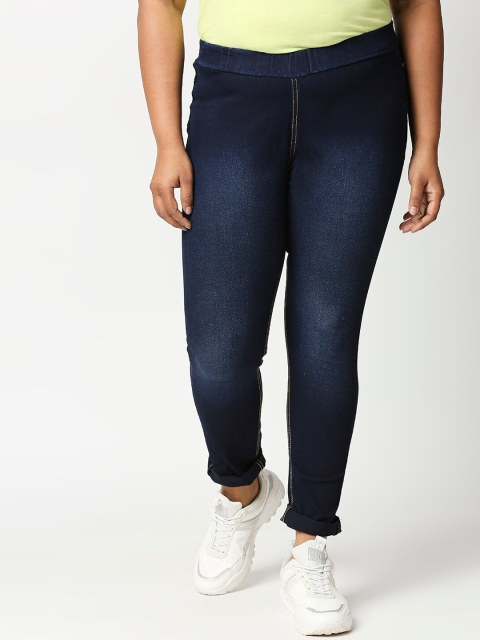 

ZUSH Women Plus Size Navy Blue Washed Denim Jeggings
