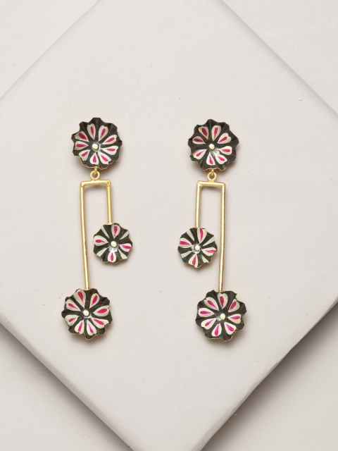 

PANASH Gold-Plated Enamelled Contemporary Drop Earrings