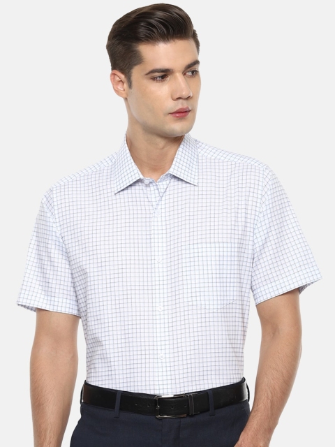 

Van Heusen Men White & Blue Regular Fit Checked Cotton Formal Shirt