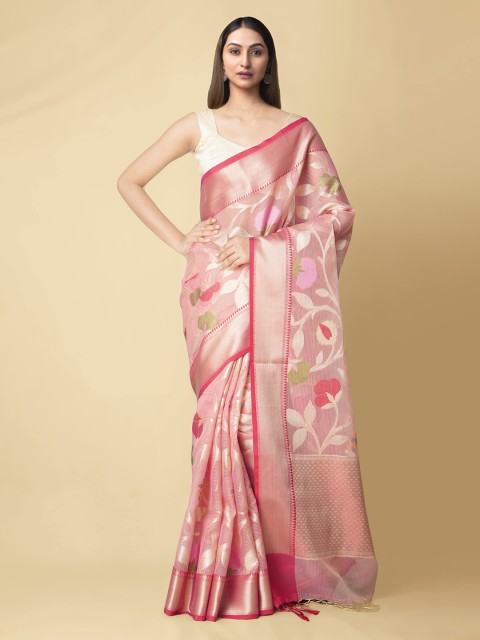 

Unnati Silks Red Silk Cotton Woven Design Banarasi Saree